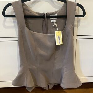 Anthropologie Taupe Peplum Top